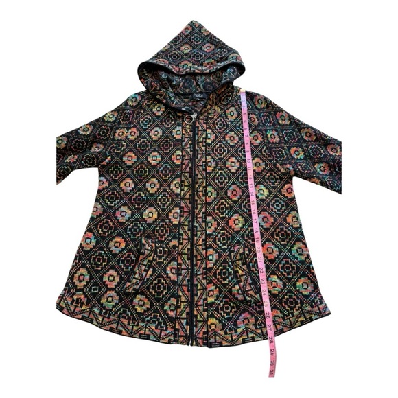 🌷3/$15🌷 Papillion Rainbow Aztec Zip Front Hooded Cardigan - Size XL - Picture 13 of 13